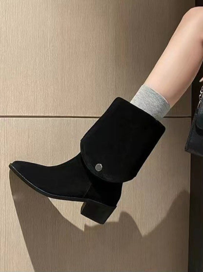 Point Toe Block Heel Boots