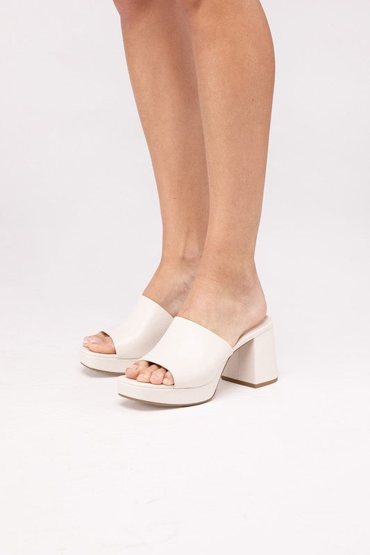 Bone Slip On Cropped Mules