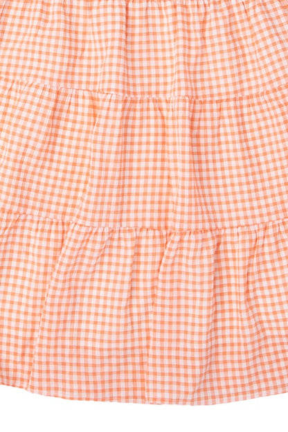 Gingham Checked Tiered Mini Dress