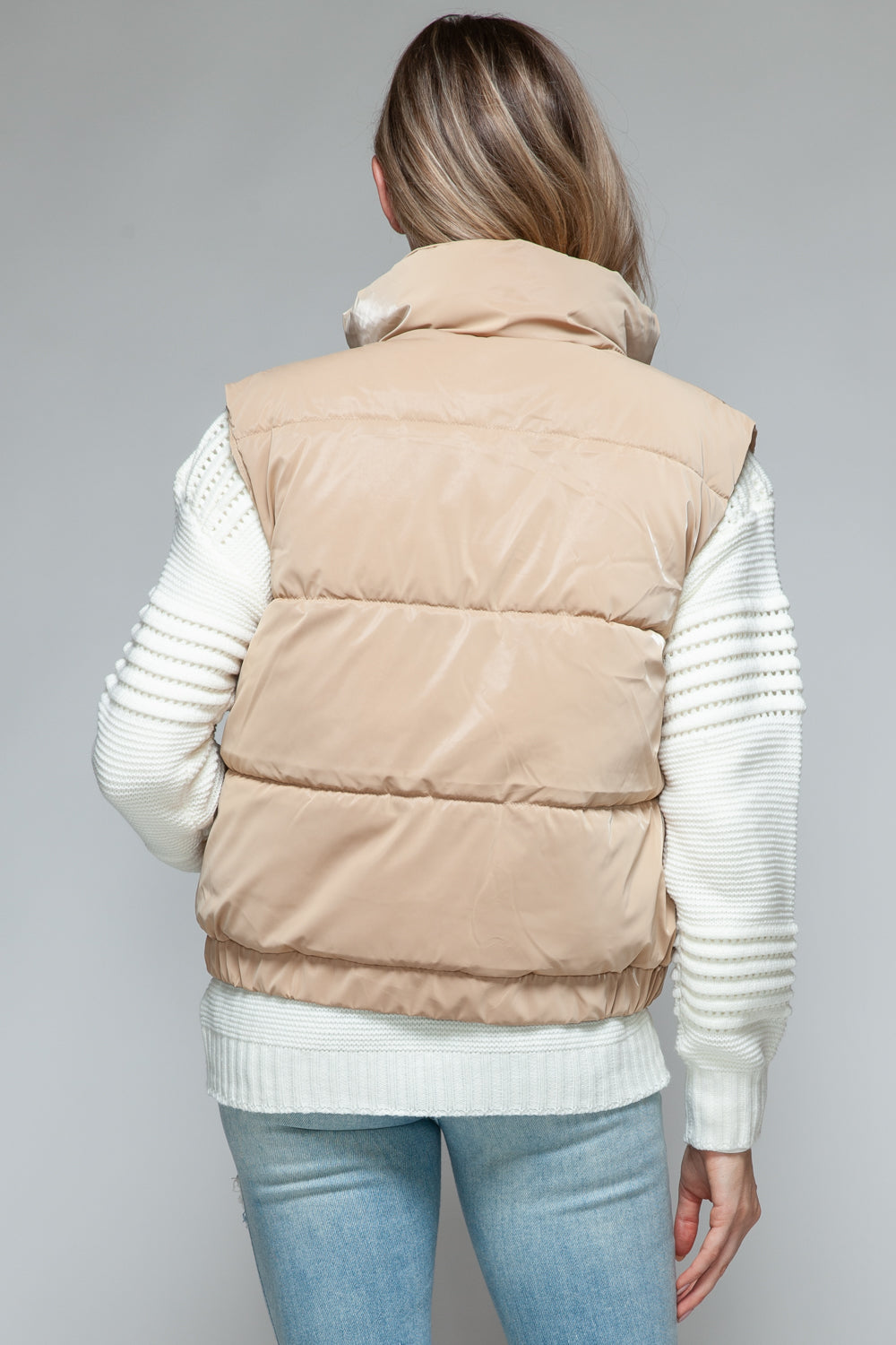 Iced Coffee Fine Fur Lining Quilted Vest