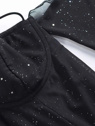 Glitter Mini Dress with Sleeves