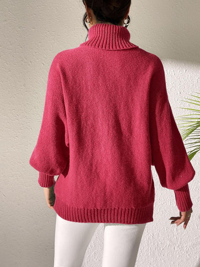 Lip Turtleneck Long Sleeve Sweater - Fashions Envy