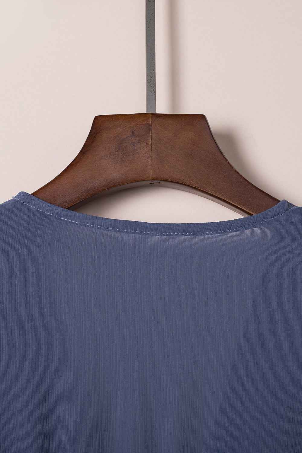 Ruffle Hem Mini Dress - Flirty Bow-Tie V-Neck
