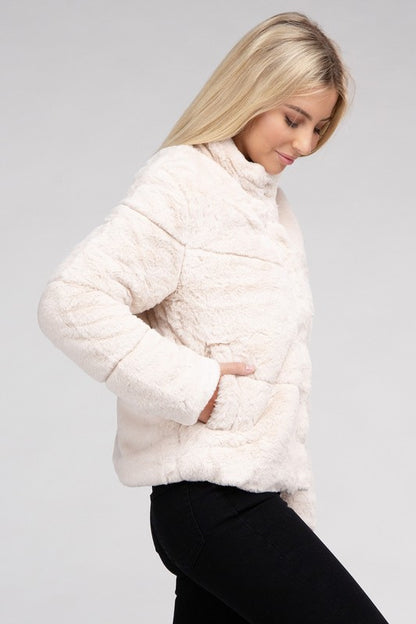 Fluffy Zip-Up Sweater Cozy Jacket