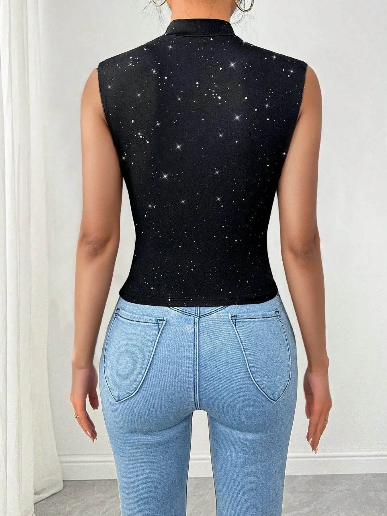 Surplice Sleeveless Slim Blouse - Elegant Wrap Style Top - Fashions Envy