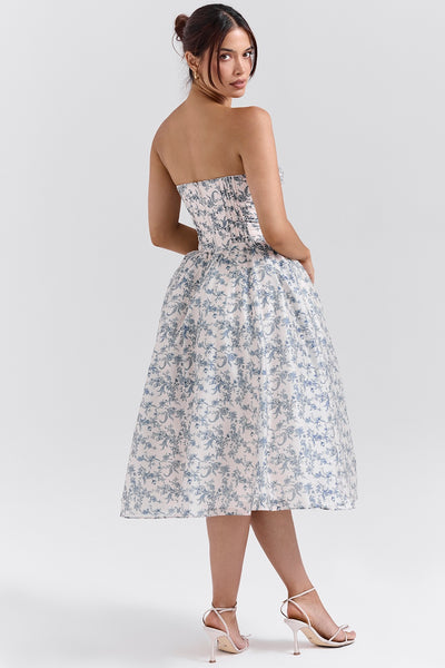Sweetheart Midi Dress - Strapless Flared A-Line Skirt
