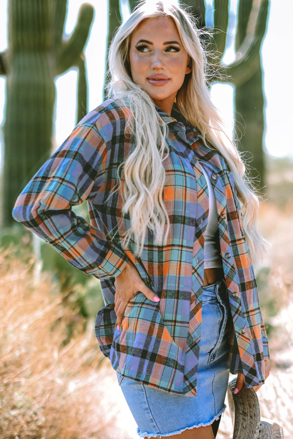 Red Plaid Print Loose Vintage Shirt