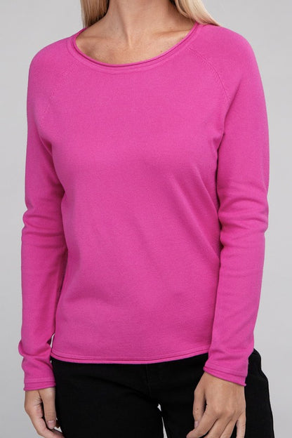 Long Sleeve Viscose Round Neck Basic Sweater