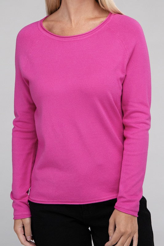 Long Sleeve Viscose Round Neck Basic Sweater