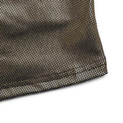 Deep V-neck Gathered Mini Dress - Classic Golden Long Sleeve