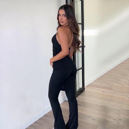 Halter Jumpsuit - Casual Cutout Sleeveless Slim Fit