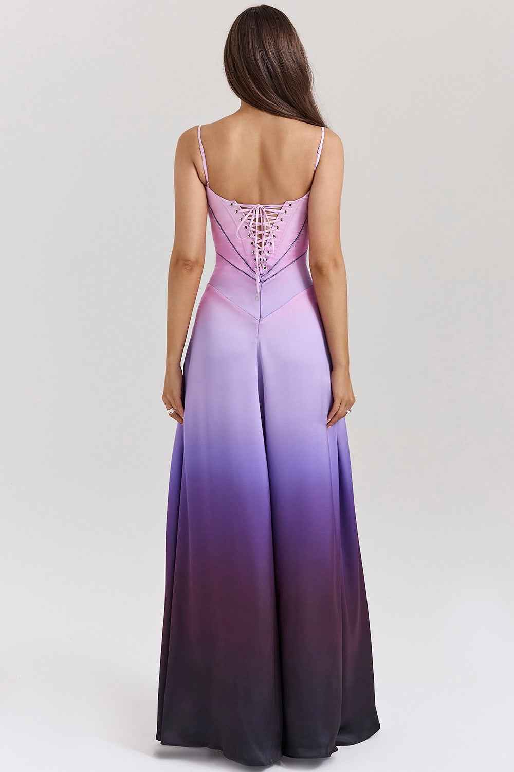 Corset Back Maxi Dress - Spaghetti Strap Slim Fit Camisole Gown
