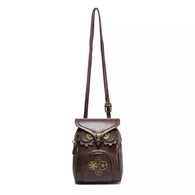 Steampunk Owl Crossbody Bag - Bronze Mini Design - Fashions Envy