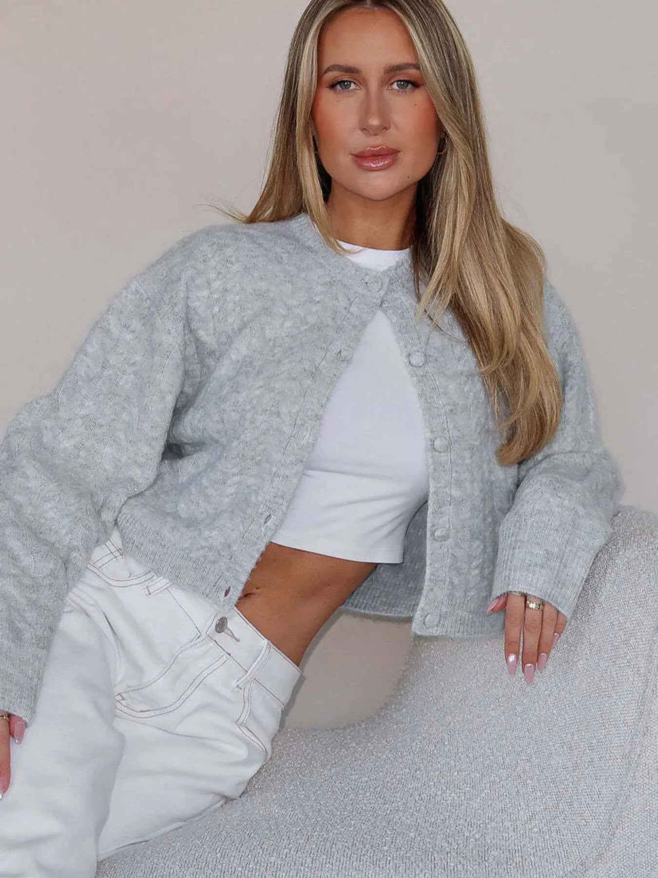 Cable Knit Cardigan - Button-Up Sweater - Fashions Envy