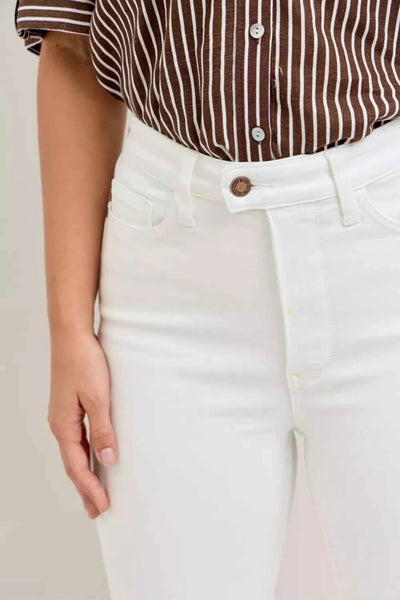 Judy Blue High Waist Capri Pants - White Spade Pockets
