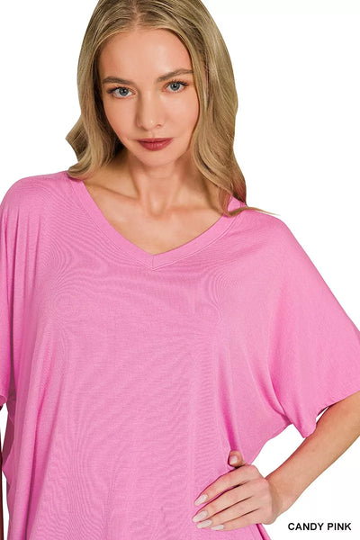 Zenana V-neck Oversized Top & Pants Set - Fashions Envy