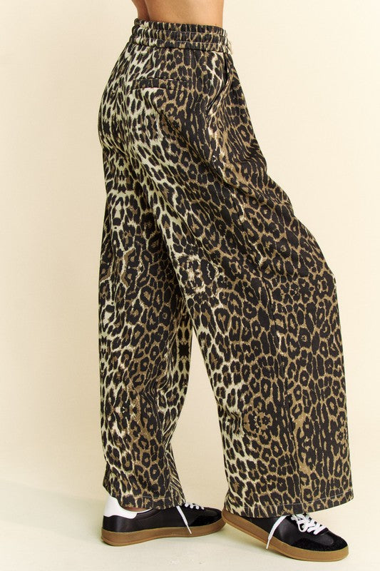 Leopard Wide Leg Casual Pants