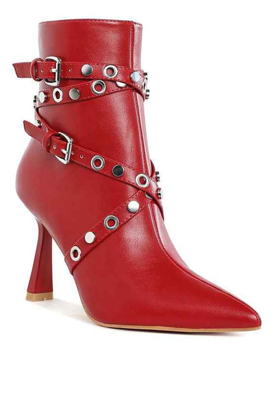 Jacinta Slim Flared Heel Strappy Boots