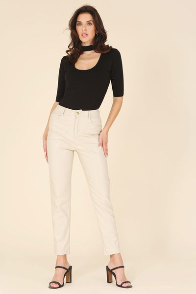 Vegan No Stretch Leather Pants - Fashions Envy