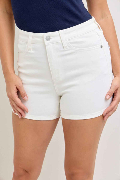 Judy Blue High Waist White Shorts - Slim Fit Full Size