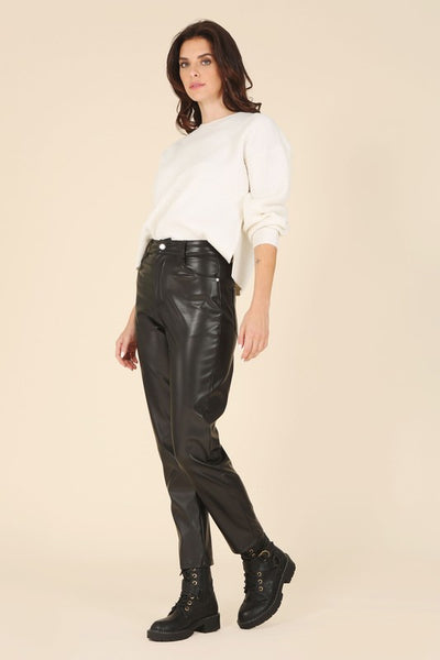 Vegan No Stretch Leather Pants - Fashions Envy