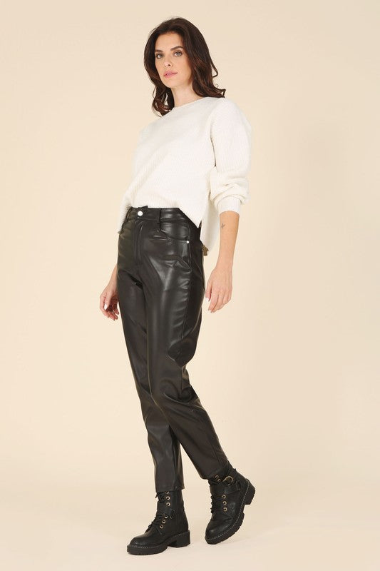 Vegan No Stretch Leather Pants