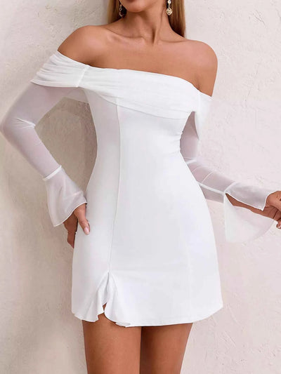 Off-Shoulder Long Sleeve Mini Dress