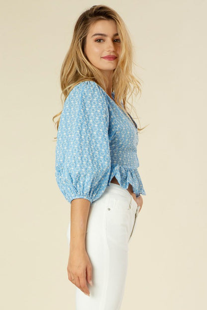 Bell 3/4 Sleeved Peplum Blouse