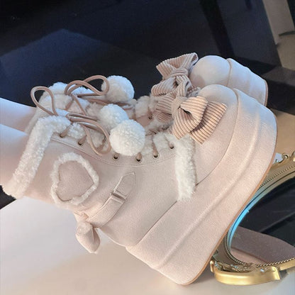 Platform Boots - Cute Fur Pom-Pom Winter Style