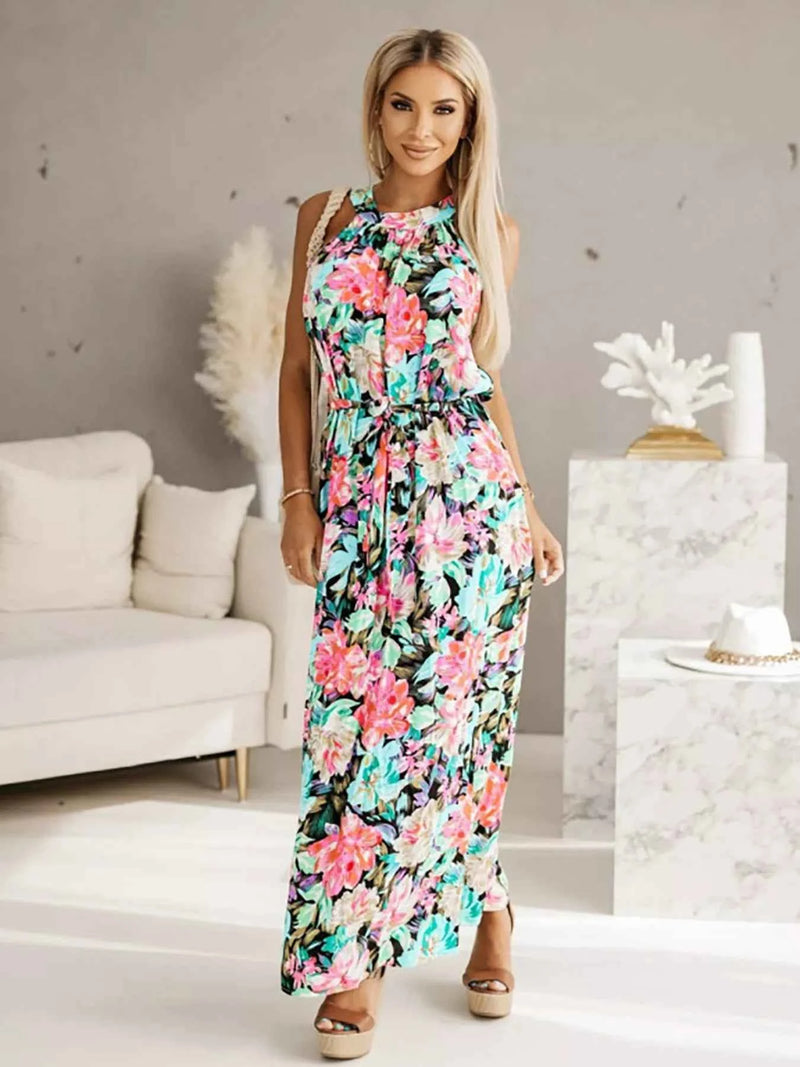 Printed Sleeveless Maxi Dress
