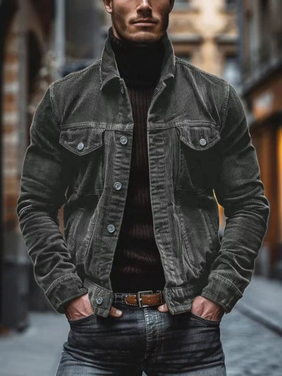Corduroy Button-Down Jacket Men - Classic Fit Outerwear - Fashions Envy