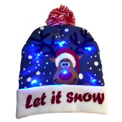 LED Christmas Beanie - Light-Up Knitted Holiday Hat