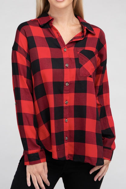 Classic Plaid Long Sleeve Casual Flannel Shirt