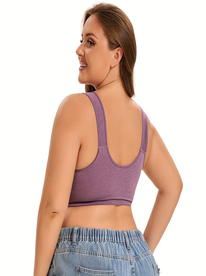 Elegant Floral Vest-Style Oversized Lace Wireless Bra