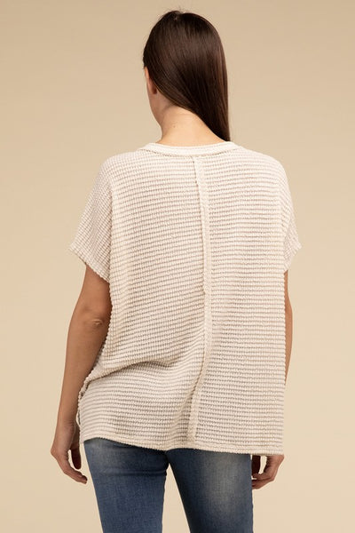Dolman Short Sleeve Jacquard Sweater - Fashions Envy