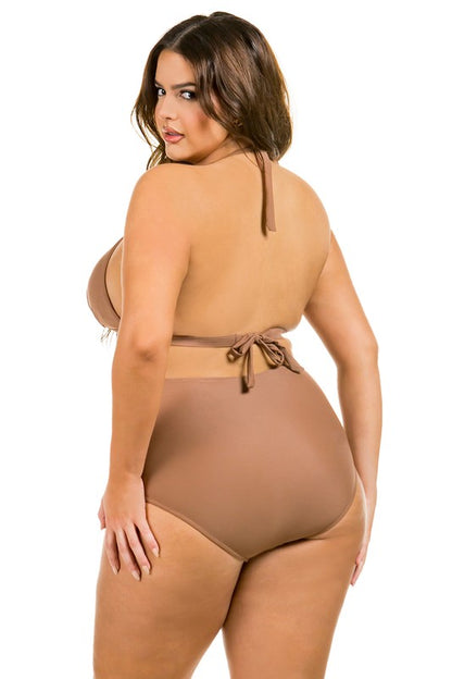 Plus Size High Waist with Ruched Front Bikini Swimsuit