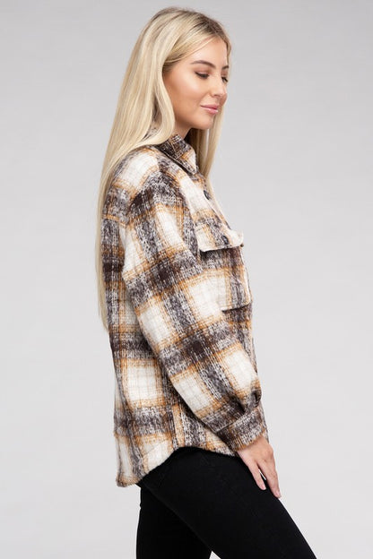 Cozy Plaid Flannel Long Sleeve Casual Shacket