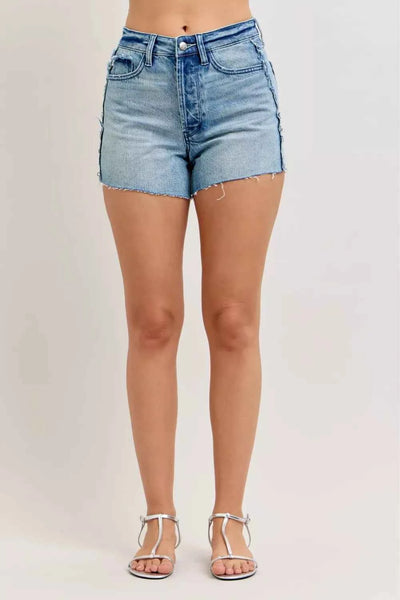 Judy Blue Hw Rigid Magic Cut Off Denim Shorts with Raw Side Seams