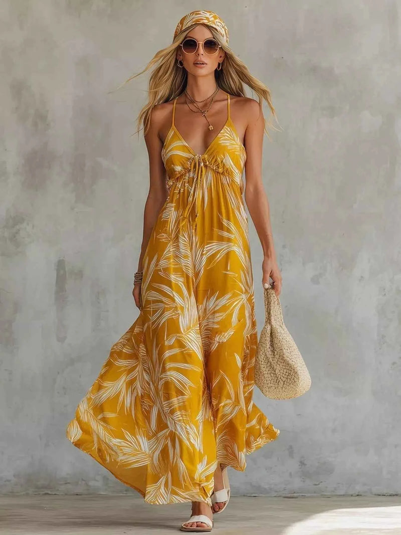 Full Size Printed Spaghetti Strap Maxi Dress Plus Size