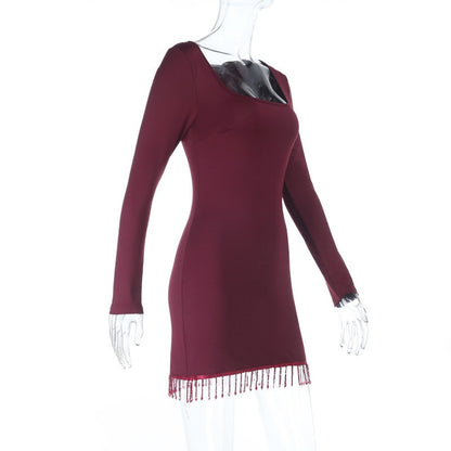 Crimson Curves Dress - Bodycon Waist-Cinching Fit