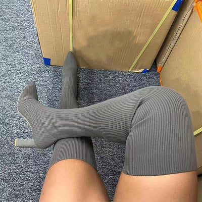 Over-the-Knee Boots - Pointed Toe High Heel Stretch