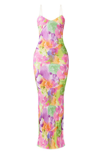 Backless Printed Maxi Cami Dress - Fashions Envy