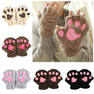 Paw Print Gloves - Cat Claw Winter Fingerless