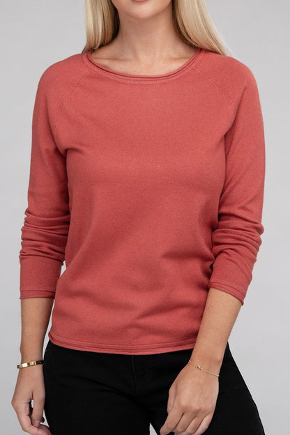 Long Sleeve Viscose Round Neck Basic Sweater