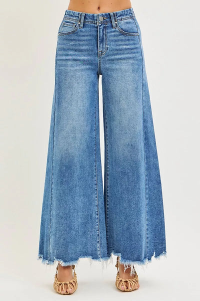 RISEN High Rise Ankle Wide Jeans - Fashions Envy