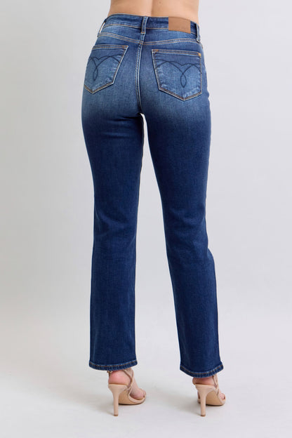 Full Size Washed Straight Leg Judy Blue Jeans with Pockets