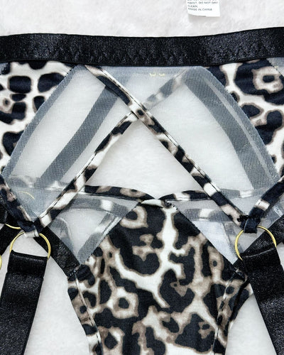 Leopard Print Lingerie - Mesh Waist Shaping Set - Fashions Envy