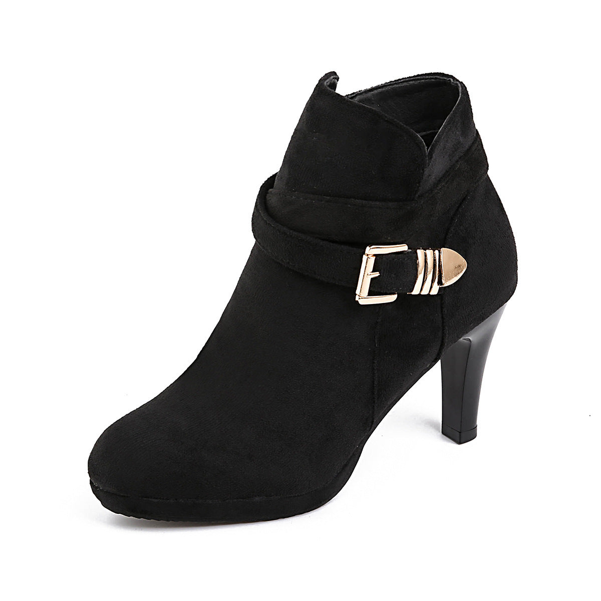 Stiletto Heel Boots - Mid-Calf Suede Style