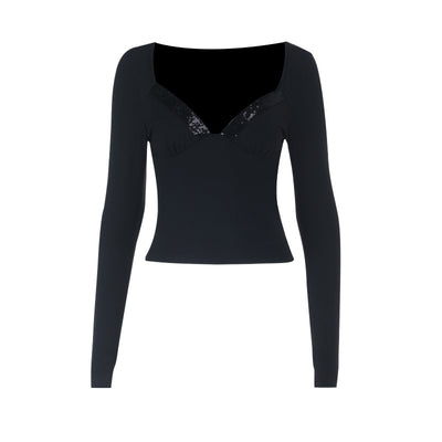 Sequin Lace Top - Long Sleeve Patchwork Style