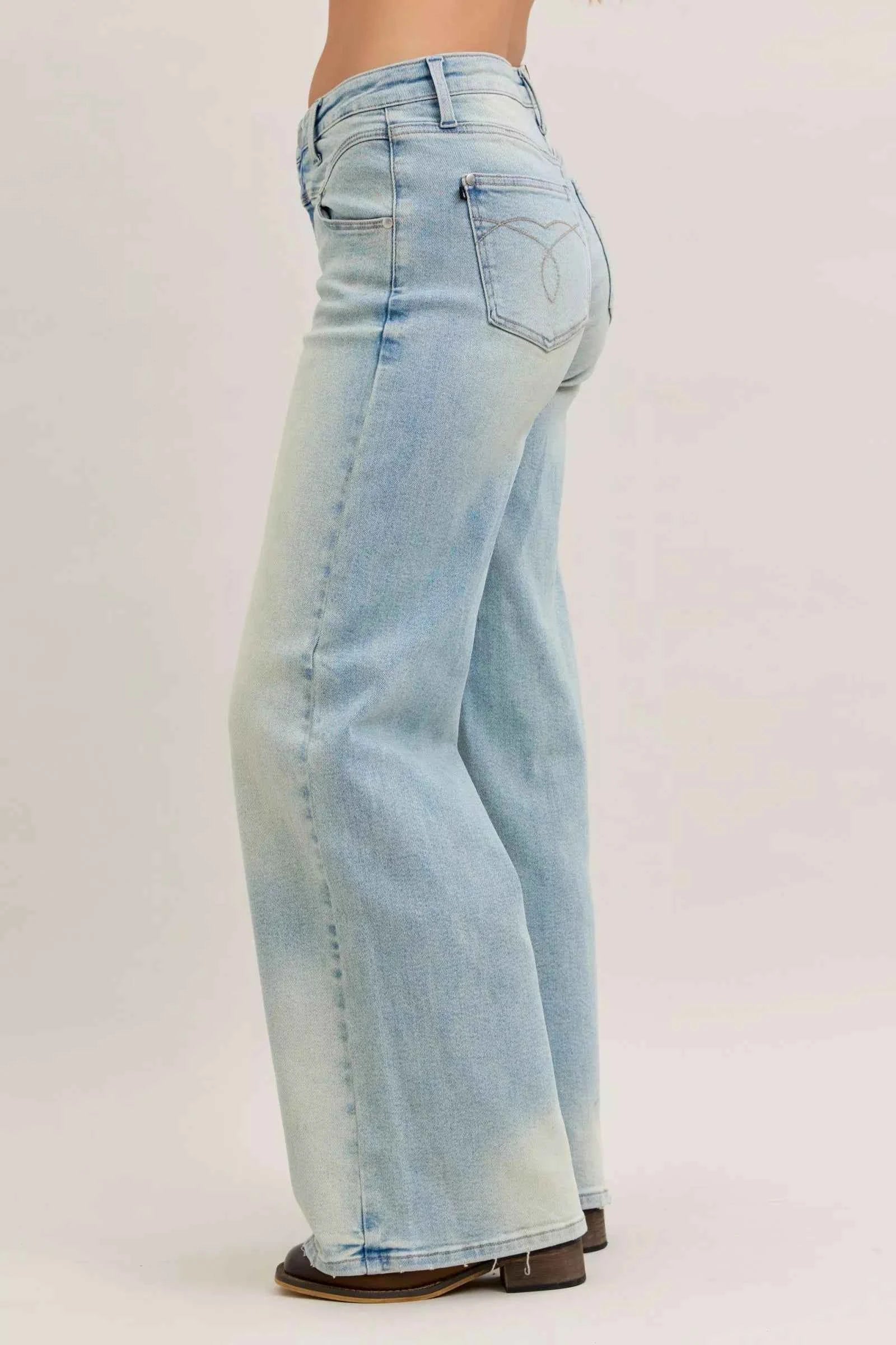 Judy Blue High Waist Column Straight Jeans - Medium Wash